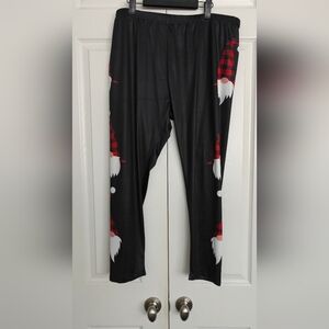 Black Leggings with Red Buffalo Plaid Gnome Print, Size 4XL